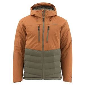Simms West Fork Jacket Full Zip Orange Brown Primaloft Pertex Hooded Mens 3XL
